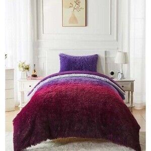 Celestial Garden Twin/xl Faux Fur Comforter Set New Soft Plush Cozy Bedding